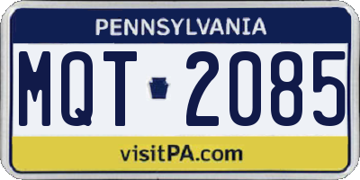 PA license plate MQT2085