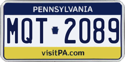 PA license plate MQT2089