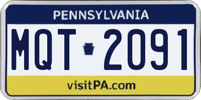 PA license plate MQT2091