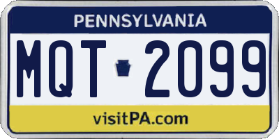 PA license plate MQT2099