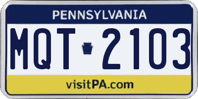 PA license plate MQT2103