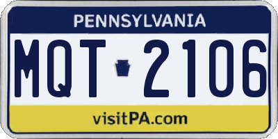 PA license plate MQT2106