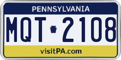 PA license plate MQT2108