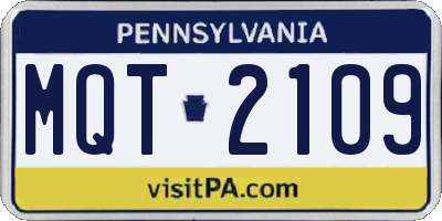 PA license plate MQT2109