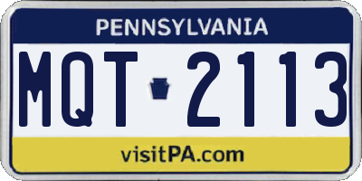 PA license plate MQT2113