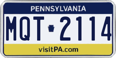 PA license plate MQT2114