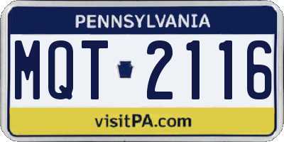 PA license plate MQT2116