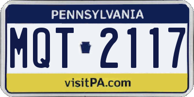 PA license plate MQT2117