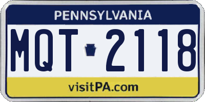 PA license plate MQT2118