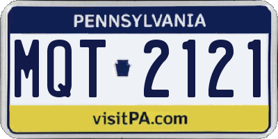 PA license plate MQT2121