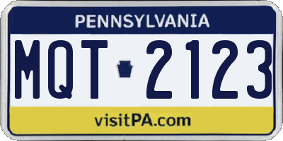 PA license plate MQT2123