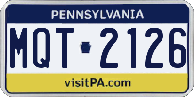 PA license plate MQT2126