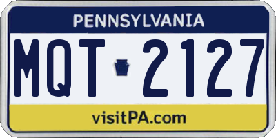 PA license plate MQT2127