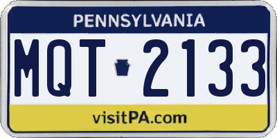 PA license plate MQT2133