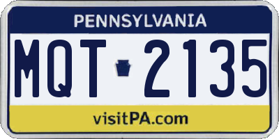 PA license plate MQT2135