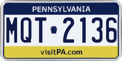 PA license plate MQT2136