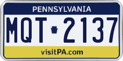 PA license plate MQT2137