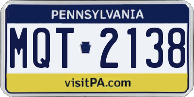 PA license plate MQT2138