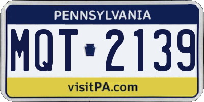 PA license plate MQT2139