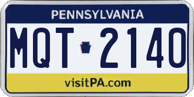 PA license plate MQT2140