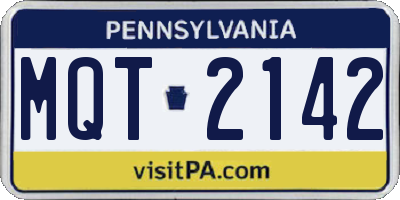 PA license plate MQT2142