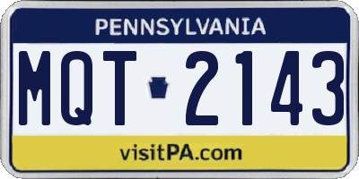 PA license plate MQT2143