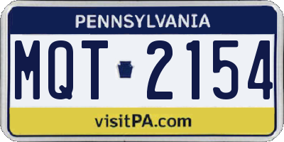 PA license plate MQT2154