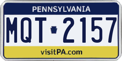 PA license plate MQT2157