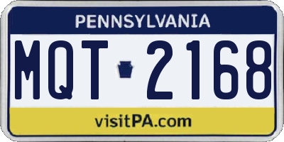 PA license plate MQT2168