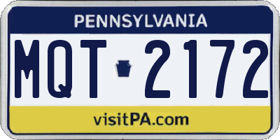 PA license plate MQT2172
