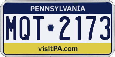 PA license plate MQT2173