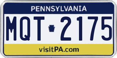 PA license plate MQT2175
