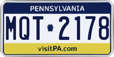 PA license plate MQT2178
