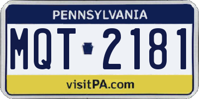 PA license plate MQT2181