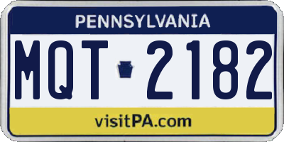 PA license plate MQT2182
