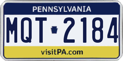 PA license plate MQT2184