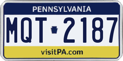 PA license plate MQT2187