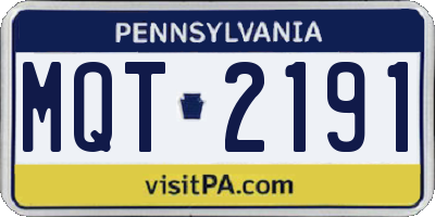 PA license plate MQT2191