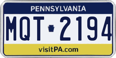 PA license plate MQT2194