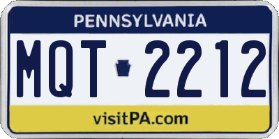 PA license plate MQT2212