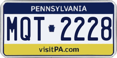 PA license plate MQT2228