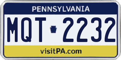 PA license plate MQT2232