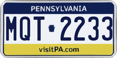 PA license plate MQT2233