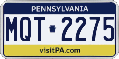 PA license plate MQT2275