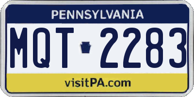 PA license plate MQT2283