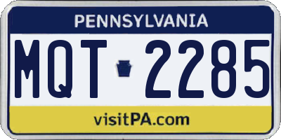 PA license plate MQT2285