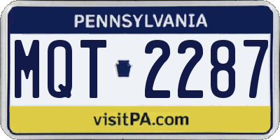 PA license plate MQT2287