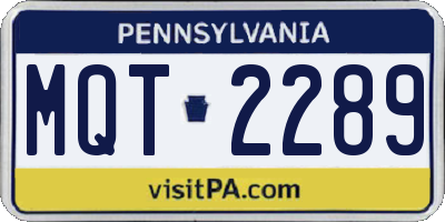 PA license plate MQT2289