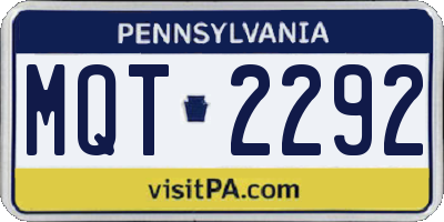 PA license plate MQT2292