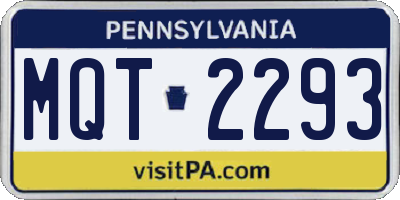 PA license plate MQT2293